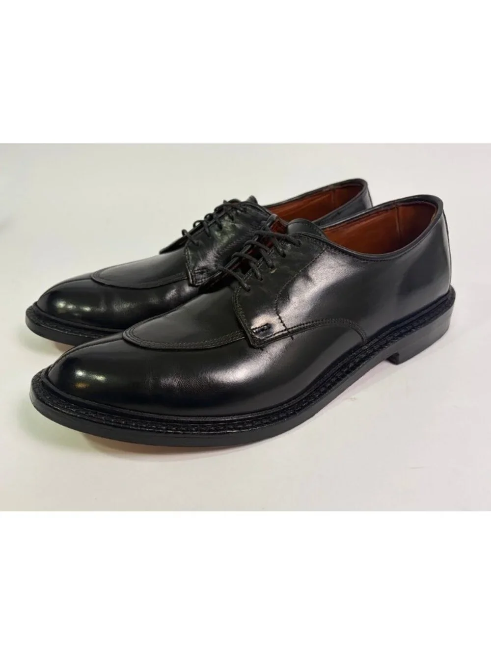 Allen Edmonds Walton Split Toe Derby Black Mens 10 B Leather Shoes